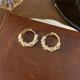 French Imitation Pearl Circel Earring Small round Hoop Earrings for Women New Design Texture Earrings Jewelry Elegant Gift K-