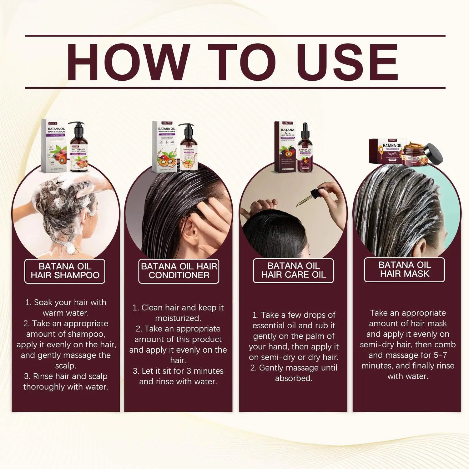 Batana Oil Rich Hair Care Set Decoration Hair Conditioner Fury Nourishing Hair Smooth Hair Care