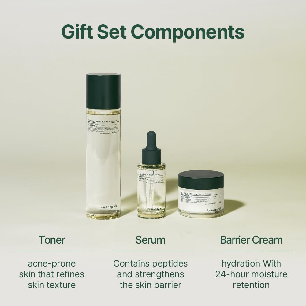 PKY Calming Skincare Gift Set with Premium Gift Wrapping, Vegan, Korean Skincare (3-Item Set)