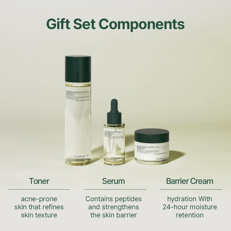 PKY Calming Skincare Gift Set with Premium Gift Wrapping, Vegan, Korean Skincare (3-Item Set)