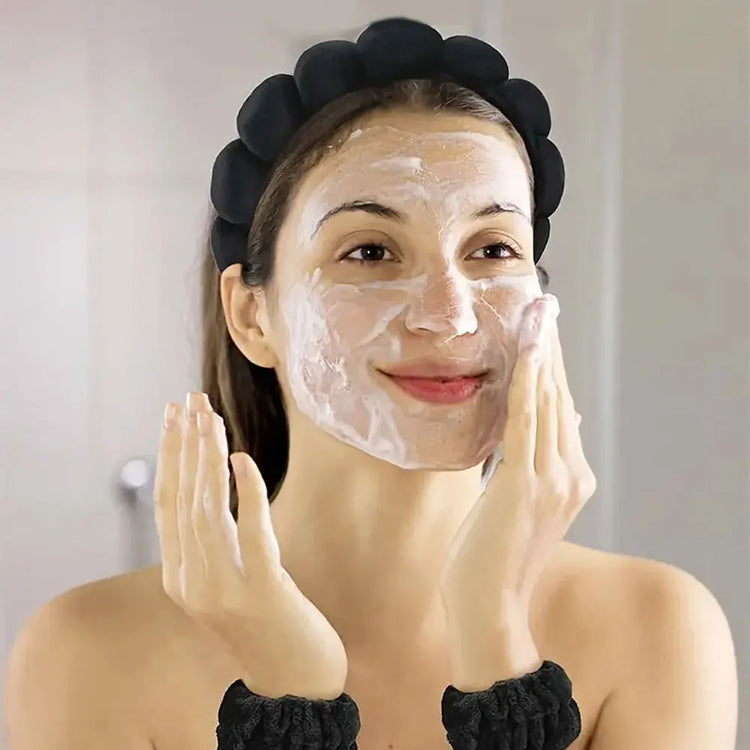4Pcs Skincare Accessories for Face Wash Skincare Hair Accessories，Sponge Spa Headbands & Wristband Set, for Washing Face Makeup