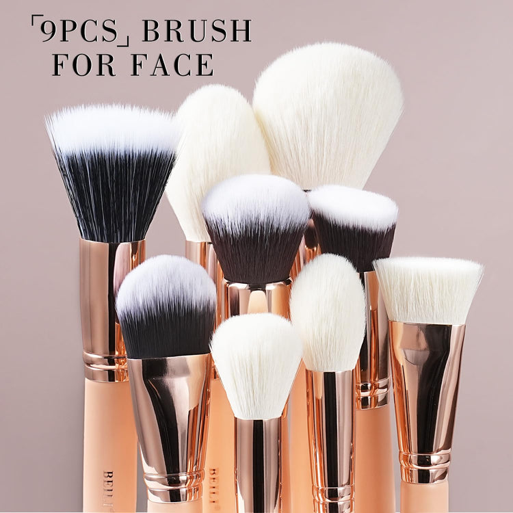 Makeup Brushes 28Pcs Pink Makeup Brush Set Premium Goat Synthetic Kabuki Foundation Blending Brush Face Powder Blush Concealers Eye Shadows Make up Brush Set(Pink/Rose Gold)