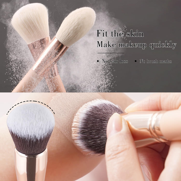 Makeup Brushes 28Pcs Pink Makeup Brush Set Premium Goat Synthetic Kabuki Foundation Blending Brush Face Powder Blush Concealers Eye Shadows Make up Brush Set(Pink/Rose Gold)