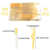 24 Pieces Plastic Eyelash Extension Tweezers Applicator Tool Auxiliary Clip and 100 Pieces Eyelash Brush Mascara Wands for Application(Yellow)