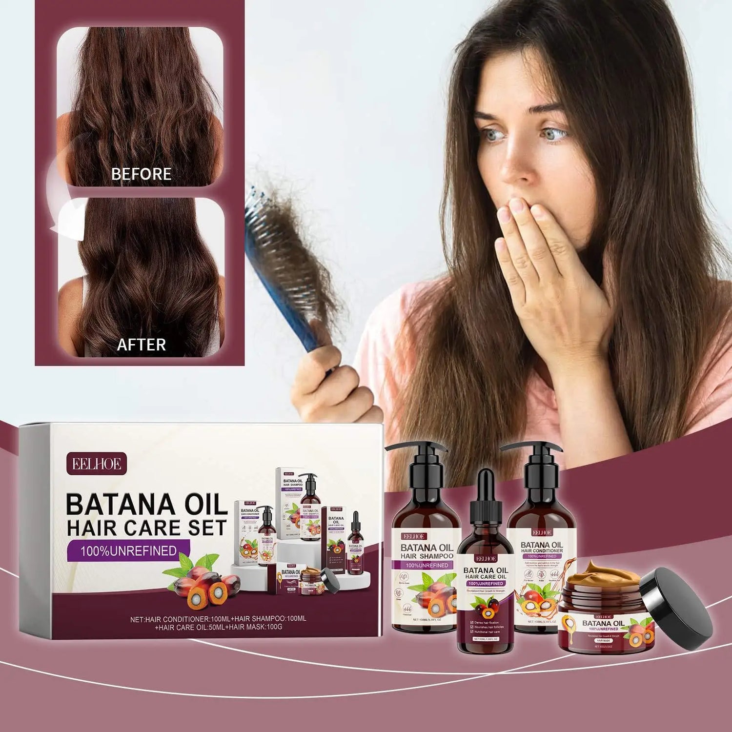 Batana Oil Rich Hair Care Set Decoration Hair Conditioner Fury Nourishing Hair Smooth Hair Care