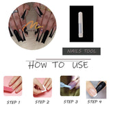 Press on Nails - Long Square Glue on Nails with Black French Tip, Acrylic Flower Rhinestone Design 24 Pcs