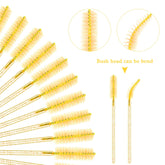 24 Pieces Plastic Eyelash Extension Tweezers Applicator Tool Auxiliary Clip and 100 Pieces Eyelash Brush Mascara Wands for Application(Yellow)