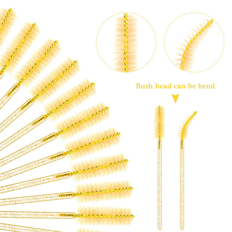 24 Pieces Plastic Eyelash Extension Tweezers Applicator Tool Auxiliary Clip and 100 Pieces Eyelash Brush Mascara Wands for Application(Yellow)